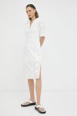 Бавовняна сукня Bruuns Bazaar колір білий mini облягаюча