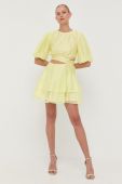 Сукня Bardot колір жовтий mini розкльошена (3205111)