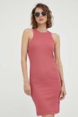 Бавовняна сукня G-Star Raw колір рожевий midi облягаюча