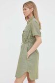 Сукня з домішкою льону G-Star Raw колір зелений mini розкльошена