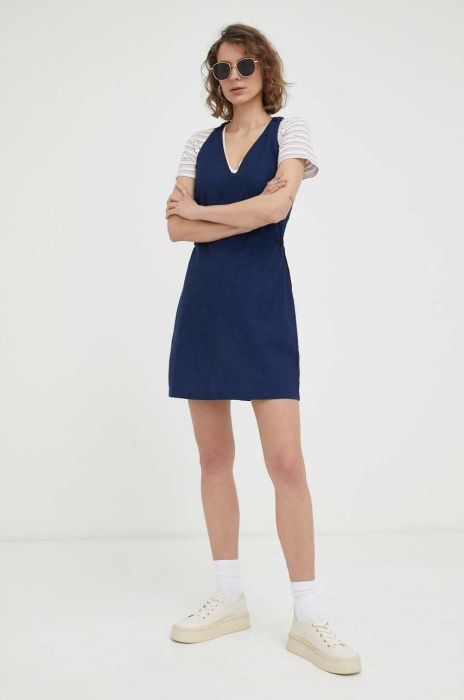 Бавовняна сукня G-Star Raw колір синій mini розкльошена Бавовняна сукня G-Star Raw колір синій mini розкльошена