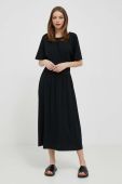 Бавовняна сукня Deha колір чорний maxi розкльошена