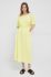 Бавовняна сукня Deha колір жовтий midi розкльошена