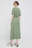 Бавовняна сукня Deha колір зелений maxi розкльошена