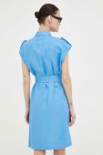 Сукня з домішкою льону Bruuns Bazaar mini пряма колір блакитний