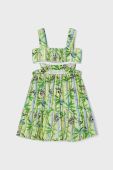 Дитяча сукня з домішкою льону Mayoral колір зелений mini розкльошена