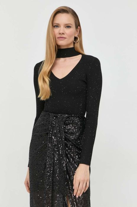 Светр Guess жіночий колір чорний легкий півгольф (2848963)