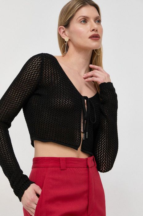 Бавовняний кардиган Guess колір чорний легкий Бавовняний кардиган Guess колір чорний легкий