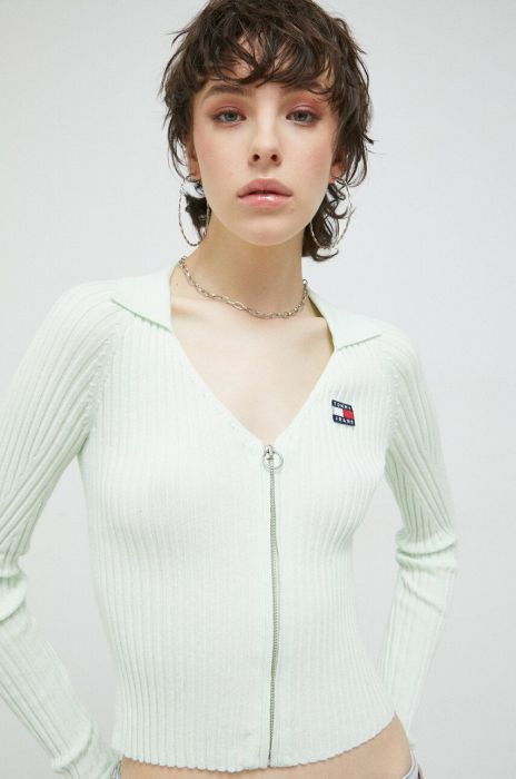 Джемпер Tommy Jeans жіночий колір зелений легкий