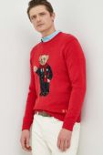 Светр з домішкою льону Polo Ralph Lauren чоловічий колір червоний легкий