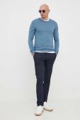 Бавовняний светр Sisley легкий колір блакитний (3248328)