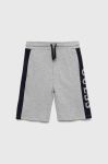 Дитячі бавовняні шорти Guess колір сірий регульована талія (2851384)