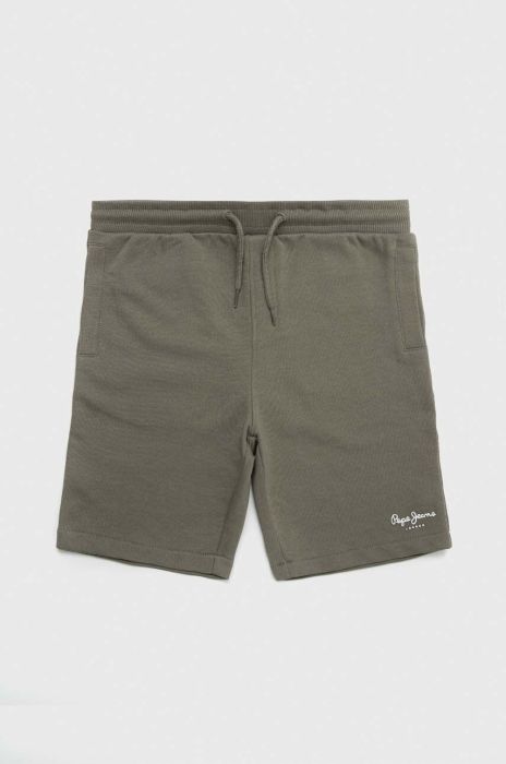 Дитячі бавовняні шорти Pepe Jeans Eddie колір зелений регульована талія
