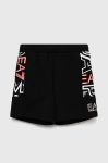 Дитячі бавовняні шорти EA7 Emporio Armani колір чорний регульована талія (3074983)