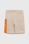 Дитячі бавовняні шорти Guess колір бежевий регульована талія (3009363) Дитячі бавовняні шорти Guess колір бежевий регульована талія (3009363)
