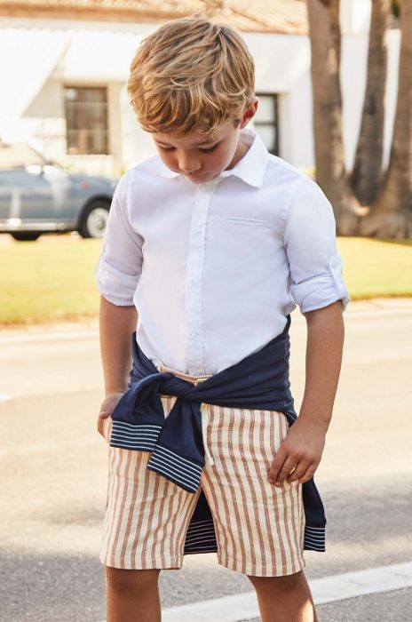 Дитячі бавовняні шорти Mayoral колір бежевий регульована талія (3071670) Дитячі бавовняні шорти Mayoral колір бежевий регульована талія (3071670)