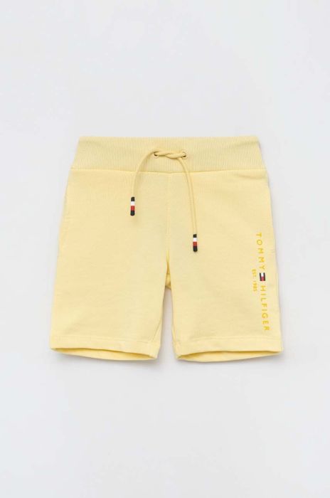 Дитячі бавовняні шорти Tommy Hilfiger колір жовтий регульована талія Дитячі бавовняні шорти Tommy Hilfiger колір жовтий регульована талія