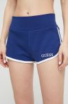 Шорти Guess жіночі колір синій з аплікацією висока посадка Шорти Guess жіночі колір синій з аплікацією висока посадка