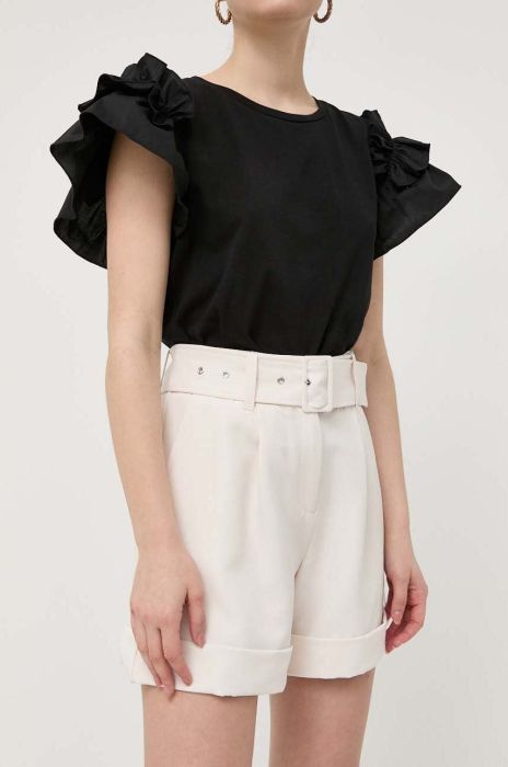 Шорти Guess жіночі колір бежевий однотонні висока посадка (3194535)