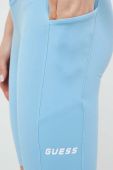 Шорти Guess жіночі однотонні висока посадка колір блакитний (3031942)