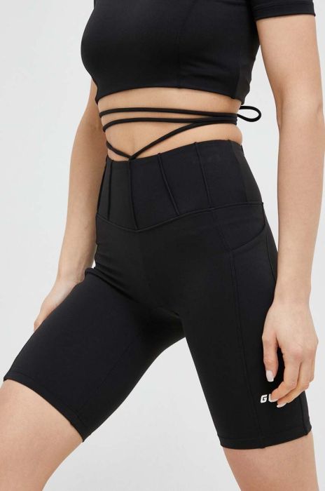 Шорти Guess жіночі колір чорний однотонні висока посадка (3031947)