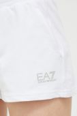 Шорти EA7 Emporio Armani жіночі колір білий однотонні середня посадка
