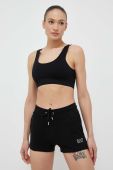 Шорти EA7 Emporio Armani жіночі колір чорний однотонні середня посадка