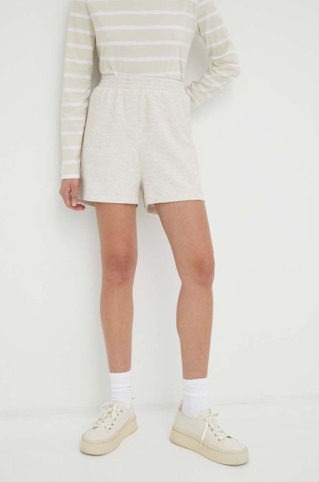 Шорти American Vintage жіночі колір бежевий однотонні висока посадка