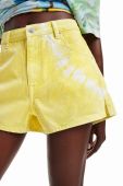 Джинсові шорти Desigual жіночі колір жовтий з принтом висока посадка