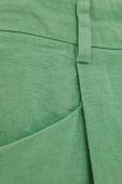 Лляні шорти United Colors of Benetton колір зелений однотонні висока посадка