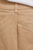 Лляні шорти United Colors of Benetton колір бежевий однотонні висока посадка (3300524)