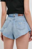 Джинсові бавовняні шорти Pinko жіночі однотонні висока посадка колір блакитний