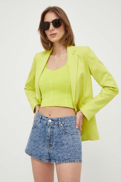 Джинсові шорти Pinko жіночі візерунок висока посадка колір блакитний