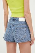 Джинсові шорти Pinko жіночі візерунок висока посадка колір блакитний