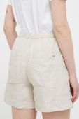 Лляні шорти Tommy Hilfiger колір бежевий однотонні висока посадка (3151679)