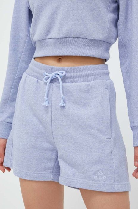 Шорти adidas жіночі однотонні висока посадка колір блакитний