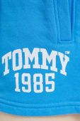Бавовняні шорти Tommy Jeans однотонні висока посадка колір блакитний (2997231)