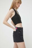 Джинсові шорти Tommy Jeans жіночі колір чорний однотонні висока посадка (3159856)