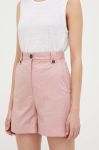 Шорти PS Paul Smith жіночі колір рожевий однотонні висока посадка Шорти PS Paul Smith жіночі колір рожевий однотонні висока посадка
