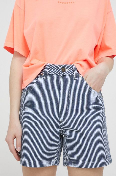 Бавовняні шорти Dickies колір синій візерунок висока посадка Бавовняні шорти Dickies колір синій візерунок висока посадка