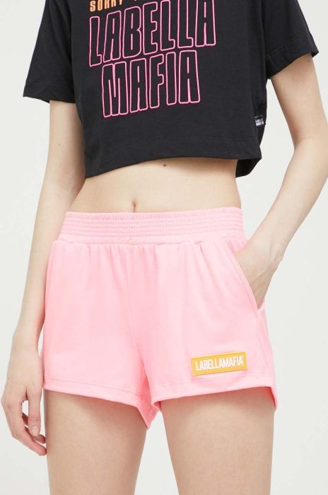 Шорти LaBellaMafia жіночі колір рожевий з аплікацією висока посадка