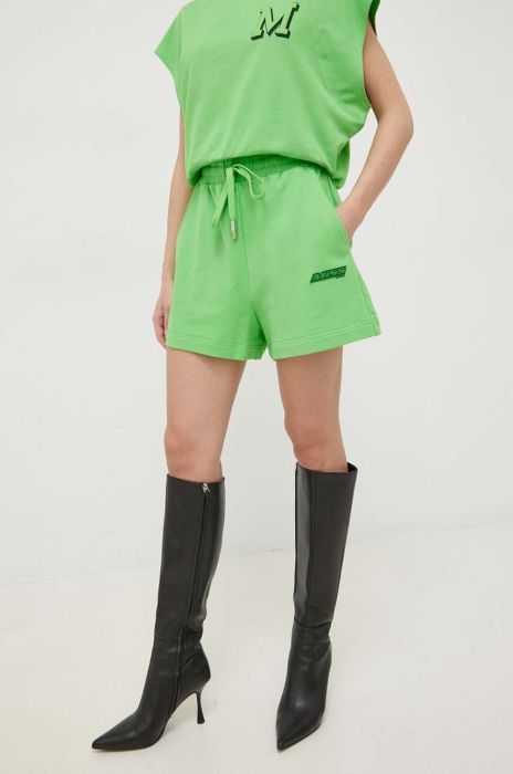 Бавовняні шорти Miss Sixty колір зелений з принтом висока посадка