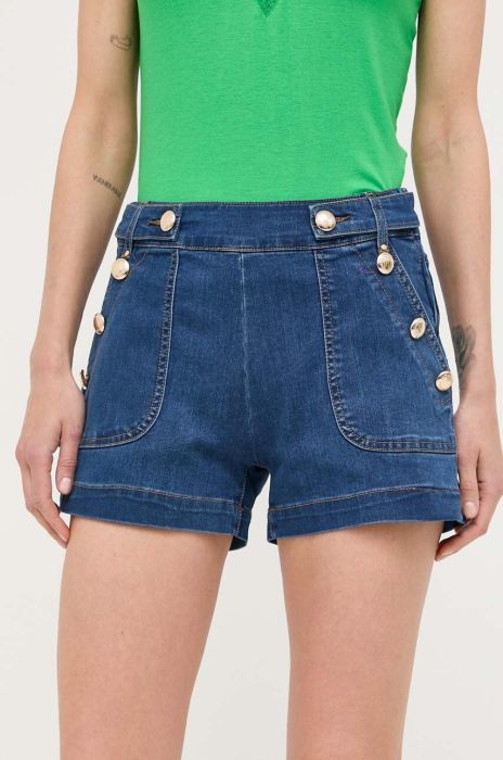 Шорти Morgan жіночі з аплікацією висока посадка колір блакитний