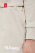 Бавовняні шорти Hummel колір бежевий однотонні середня посадка
