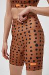 Шорти для тренувань P.E Nation Monterosa колір коричневий візерунок висока посадка Шорти для тренувань P.E Nation Monterosa колір коричневий візерунок висока посадка