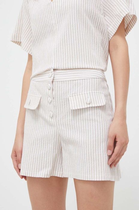 Шорти United Colors of Benetton жіночі колір бежевий візерунок висока посадка (3343288)