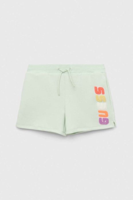 Дитячі шорти Guess колір зелений з аплікацією регульована талія