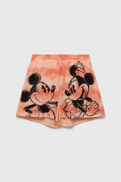 Дитячі бавовняні шорти United Colors of Benetton колір помаранчевий з принтом регульована талія Дитячі бавовняні шорти United Colors of Benetton колір помаранчевий з принтом регульована талія