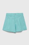 Дитячі бавовняні шорти United Colors of Benetton колір бірюзовий однотонні регульована талія (3279798)