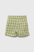 Дитячі лляні шорти United Colors of Benetton колір зелений візерунок регульована талія Дитячі лляні шорти United Colors of Benetton колір зелений візерунок регульована талія